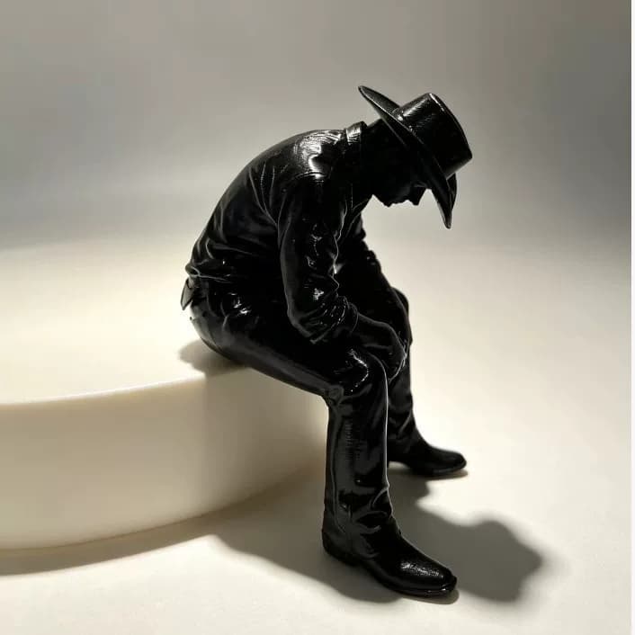 থ্রিডি স্যাড কাউবয় স্কাল্পচার অর্নামেন্ট ও ক্রিয়েটিভ অফিস ডেস্ক বুকশেলফ ডেকোরেশন ফুরিন